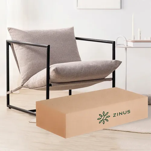 Zinus Aidan | Silla De Metal Y Cojines De Memory Foam Color Beige Diseño De La Tela Algodón