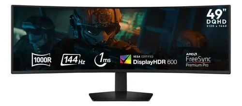 Monitor Gamer Curvo 49" SAMSUNG Odyssey G9 1ms 144Hz Dual QHD VA HDMI DisplayPort FreeSync