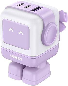 UGREEN Uno 65W GAN Cargador Tipo C, Nexode USB C Pantalla LED con 3 Puertos 2C 1