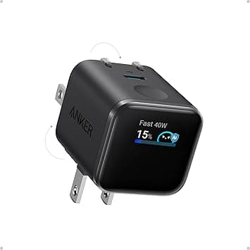 Anker 45W Cargador Pantalla Smart, Cargador Tipo C GAN de Carga Rápida, Enchufe
