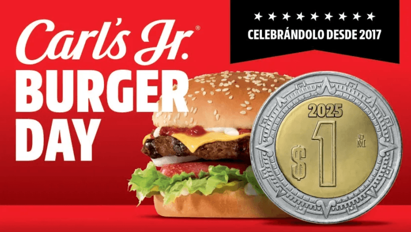 carls jr 1 peso hamburguesa