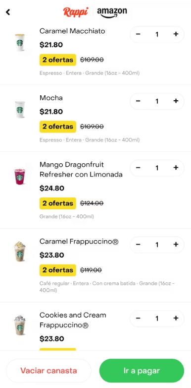 Bebidas en Starbucks a 80%