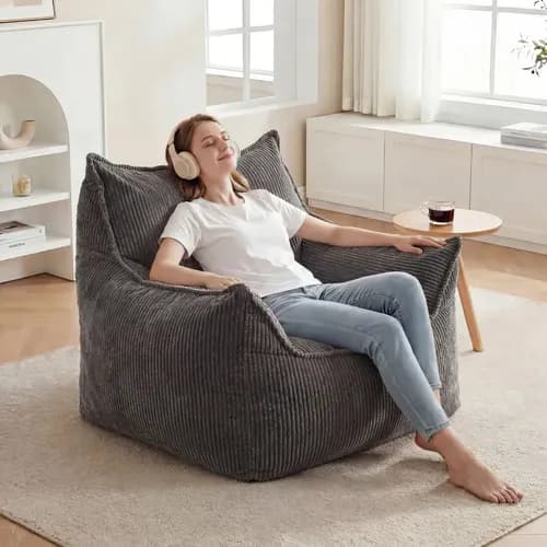 Puff sillones con Memory Foam Moderno y Ergonómico tipo puff relleno para Sala Gris