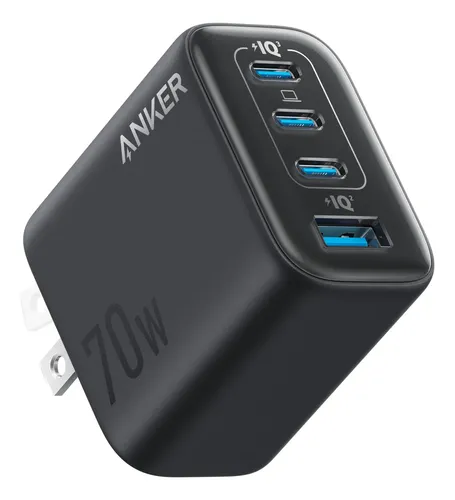 Cargador Anker Zolo 70W, 4 Puertos (3 USB-C, 1 USB-A), Carga Rápida para MacBook Air, iPhone 17/16, Samsung S24, Xiaomi,