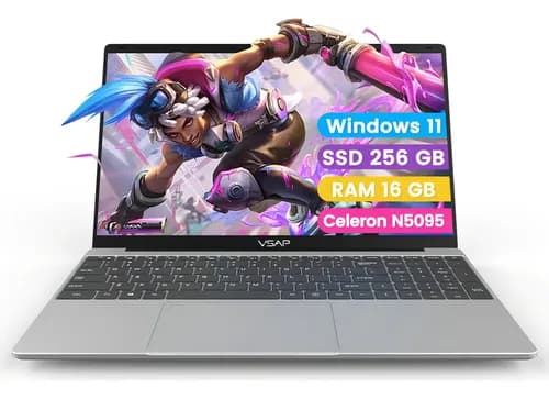 Laptop VSAP Intel Celeron N5095 16g Ram 256g Ssd Color Plateado 15.6in 1920x1080
