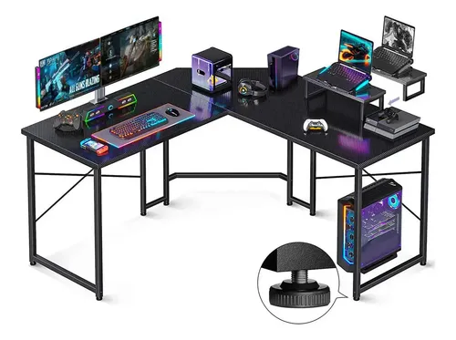 Escritorio Gamer en L Owkuan, de Fibra de Carbono, Moderno y Resistente para Computadora