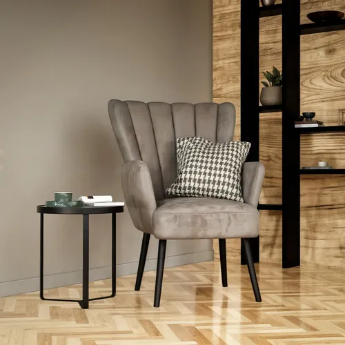 Sillón Sofa Individual Elegante Acanalado Tapizado Velvet Terciopelo Ideal Para Sala Color Gris Oscuro