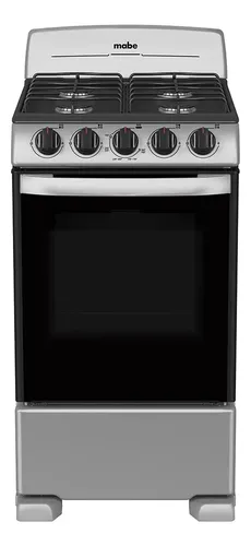 Estufa Mabe Em5032baps1 A Gas 4 Quemadores Plateada Puerta Con Visor