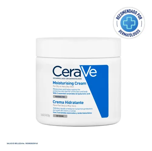 CeraVe Crema Hidratante Facial y Corporal Piel Seca a Muy Seca, 454 g