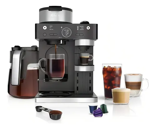 Cafetera Ninja Espresso y Café 2 en 1 Compatible Cápsulas Nespresso Cafetera 12 Tazas Espumador Integrado Cappuccino y L
