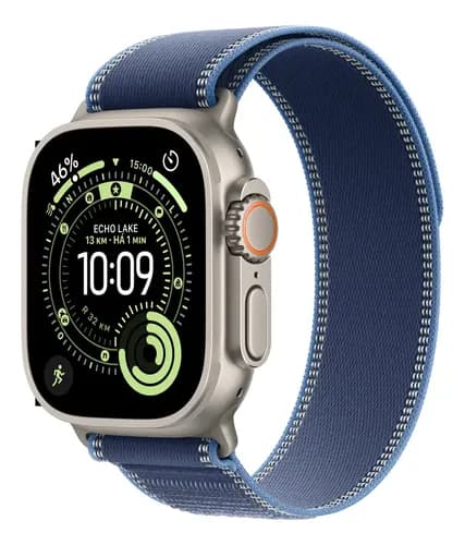 Apple Watch Ultra 3 GPS + Cellular • Caja de titanio natural de 49 mm • Correa Trail azul/azul brillante - S/M - Distrib