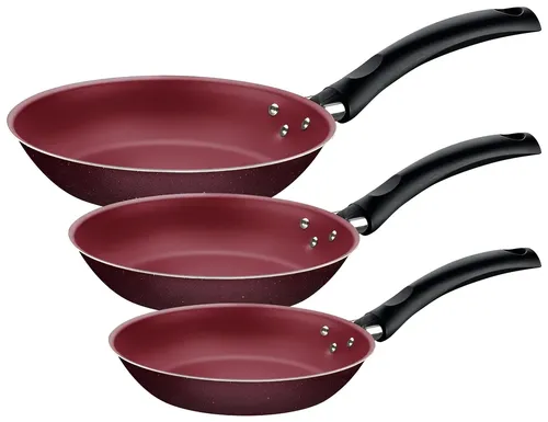Juego de Sartenes Tramontina Turim de Aluminio con Antiadherente Starflon Max 3 piezas - Rojo Granito
