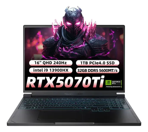 Nvidia Geforce Rtx5070 Ti Thunderobot I9-13900hx Rs16 DDR5 32 Gb RAM 1 Tb SSD 16'' QHD 240 Hz Windows 11 Pro Español lat