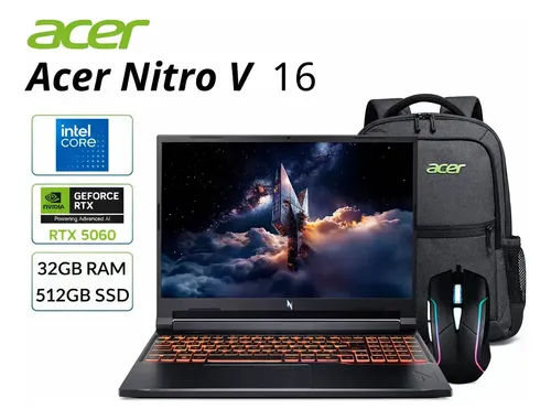 Notebook Gamer Acer Nitro V 16 con Intel Core i7, GeForce RTX 5060 y 32GB de RAM