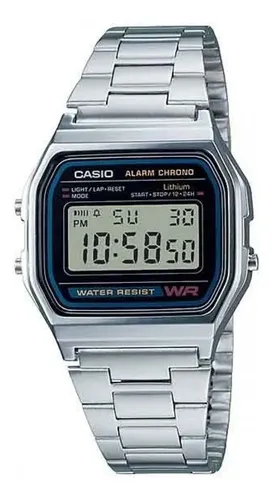Reloj Casio Digital Clásico A158WA-1 con Correa de Acero Inoxidable Plateado