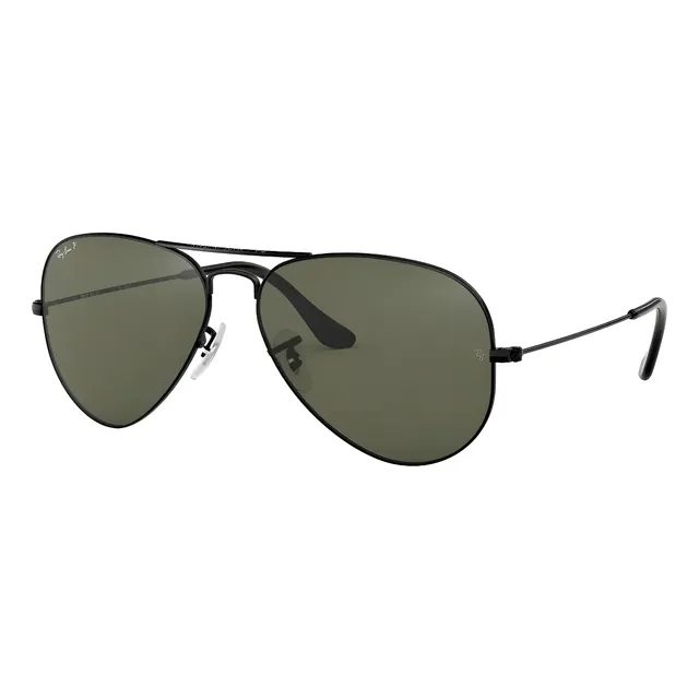 Anteojos De Sol Ray-ban Aviator Classic Talle Standard Armazón Polished Black Y Lente Green