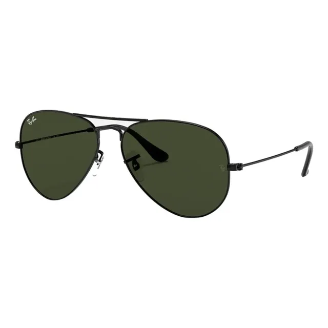 Anteojos De Sol Ray-ban Aviator Classic Talle Standard Armazón Polished Black Y Lente Green