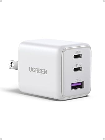 UGREEN 30W GAN Cargador Tipo USB C con 3 Puertos, Cubo de Carga Rápido Pared par