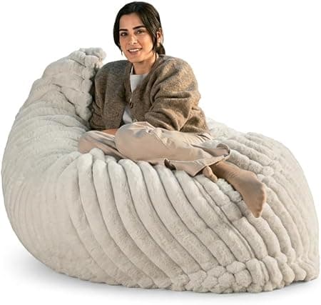 Luuna Pillow Puff Fur Ice – Asiento Puff Gigante Suave y Acogedor, Sillón Decora