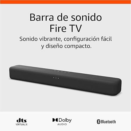 Barra de sonido Amazon Fire TV, bocina 2.0 con DTS Virtual:X, Dolby Audio y cone