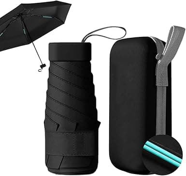 Paraguas de Bolsillo Reforzado para Lluvia y Sol, Mini Sombrilla con Protección