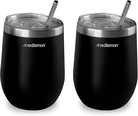Redlemon Vaso Térmico y Termos para Café (2 piezas), Copas de Vino y Cerveza de