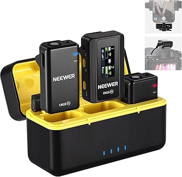 NEEWER CM28 Micrófono Lavalier Inalámbrico,Cancelación Ruido Inteligente,Grabaci
