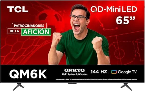 TCL Smart TV Pantalla 65" 65QM6K Google TV QLED - MiniLED 4K Google Assistant |