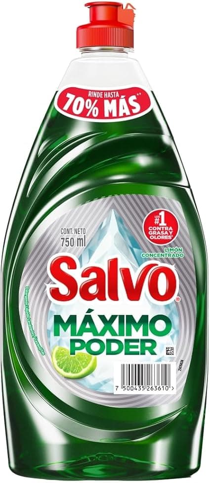 Salvo Lavatrastes Líquido, Máximo Poder Limón Jabón Líquido Para Trastes, /1 Con