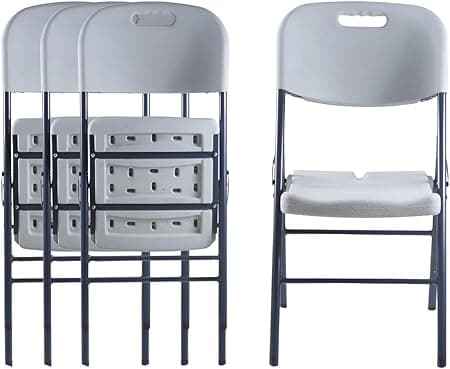 Sillas Plegables Blancas, Estructura de Metal Reforzado, Plegado Compacto, para
