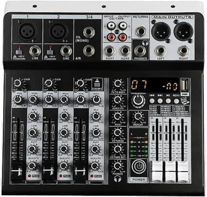 NOVAKA Mezclador de Audio Profesional, Consola de Mezcla 4 Canales con Interfaz