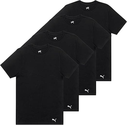 Puma - Paquete de 4 Camisetas de algodón de Manga Corta para Hombre