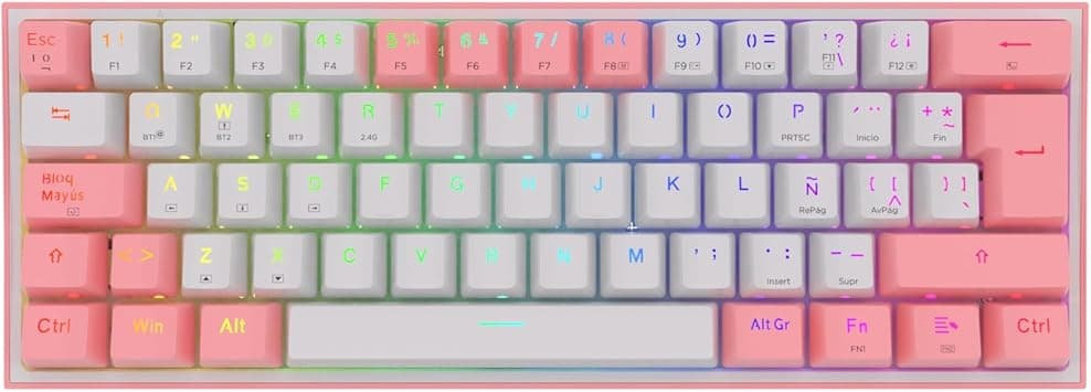 Redragon Teclado mecánico Fizz Pro Blanco/Rosa K616-RGB-WP SP Español Latinoamer