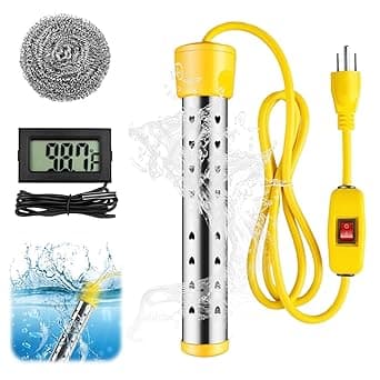 Calentador de Agua de Inmersión 1500 W Eléctrico Sumergible Portatil Calentador