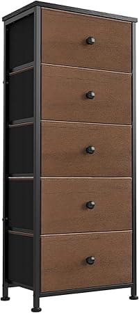 Comoda Cajonera para Recamara - 5 Cajones De Tela con Parte Superior de Madera y