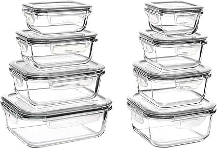 EASYware Juego de RECIPIENTES DE VIDRIO HERMÉTICOS, CONTENEDORES, TOPER, A PRUEB