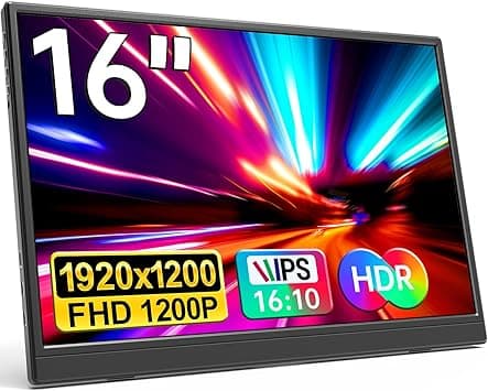 Monitor portátil de 16 pulgadas FHD 1920 x 1200P USB C HDMI ultra delgado IPS vi