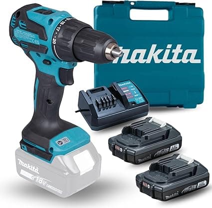 Makita - Rotomartillo atornillador Inalambrico 18V - Modelo DHP490WVE (Incluye 2