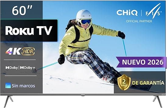 CHiQ Television 60U711VR ROKU Pantalla 60 Pulgadas Smart TV 4K HDR con WiFi, Aud