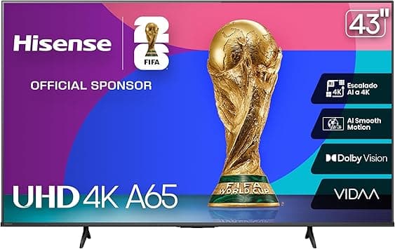Hisense Television A65N (Modelo 2025) Pantalla 43 Pulgadas, Smart Vidaa TV UHD 4