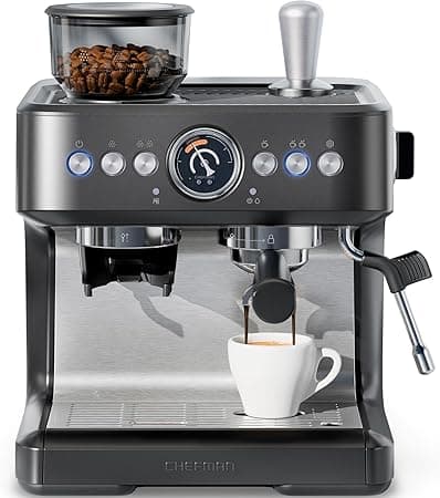 Chefman Crema Deluxe Máquina de café espresso con doble caldera, utiliza espumad