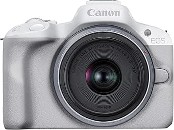 Canon Cámara EOS R50 Blanco con Lente RF-S 18-45mm F4.5-6.3 IS STM