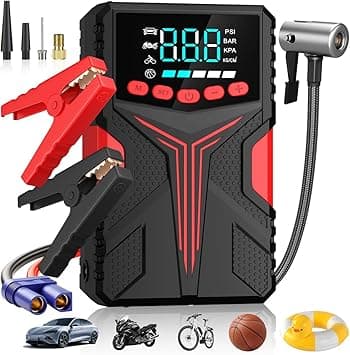 Arrancador de Bateria de Auto 12V, Compresor de Aire Portátil,con Iluminación LE