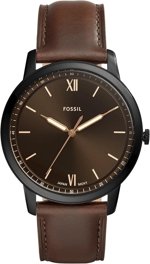 Fossil - Reloj minimalista para hombre con correa de piel o acero inoxidable, cr