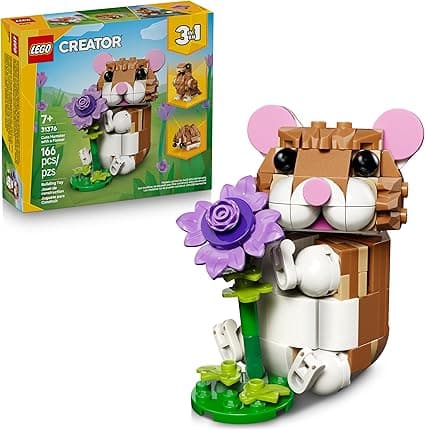 LEGO Creator “3 en 1” Lindo Hámster con Flor – Juguete con 3 Formas de Construir