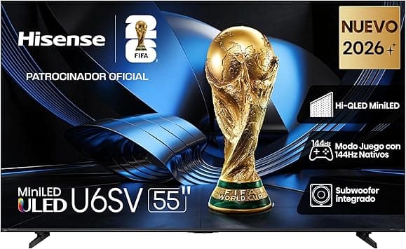 Hisense televisión U6S Pantalla 55“ Pulgadas,Mini-LED 4K AI Smart TV,144Hz Nativ